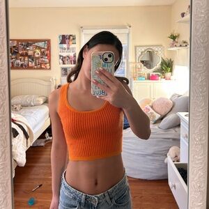 Wild Fable Orange Ribbed Cropped Tank